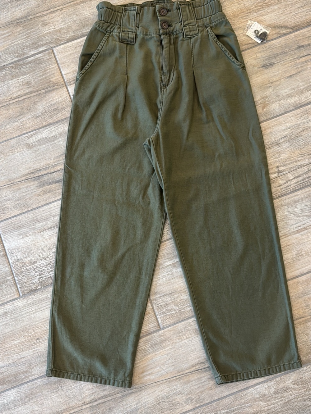 NWT Free People Olive High-Waist Paperbag Trousers size 6